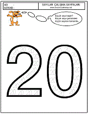 okul öncesi 20 sayısı çizgi çalışması